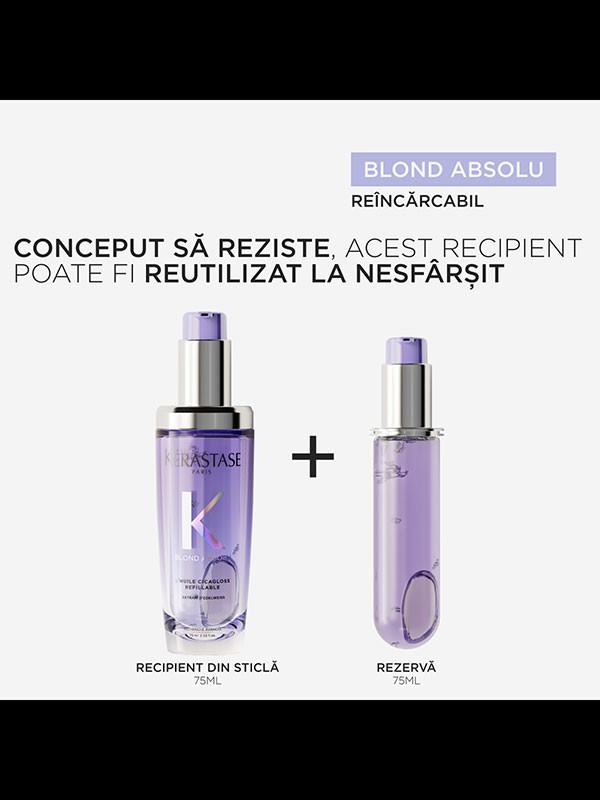 Kerastase L'Huile Blond Absolu Cicagloss Refillable – ulei pentru par blond, reincarcabil, 75ml